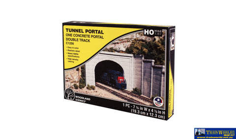 Woo-C1256 Woodland Scenics Tunnel-Portal Double-Track Concrete Ho-Scale Scenery