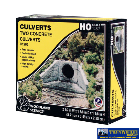 Woo-C1262 Woodland Scenics Culvert Concrete (2) Ho-Scale Scenery