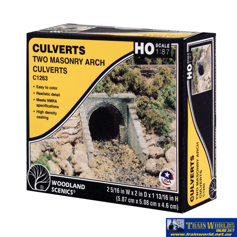 Woo-C1263 Woodland Scenics Culvert Masonry-Arch (2) Ho-Scale Scenery