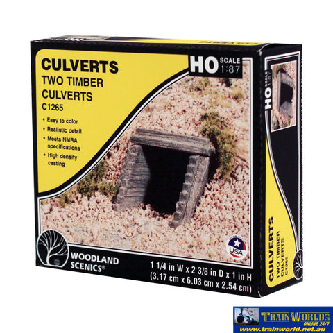 Woo-C1265 Woodland Scenics Culvert Timber (2) Ho-Scale Scenery