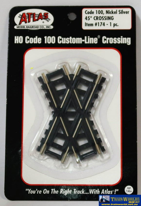 Atl-0174 Atlas Custom-Line Ho Code-100 45° Crossing (Insulfrog) 76.2Mm Length Track/accessories