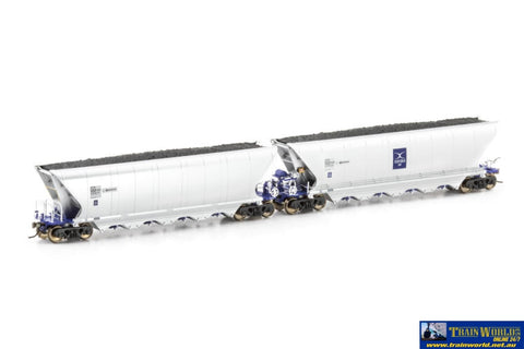 Aus-Nch56 Auscision Pheh Coal Hopper Xstrata Rail Blue/Silver - 4 Car Pack Ho Scale Rolling Stock