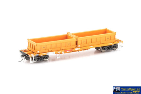 Aus-Ncw33 Auscision Nqjx Container Wagon With Spoil Bins Railcorp Orange - 4 Car Pack Ho Scale