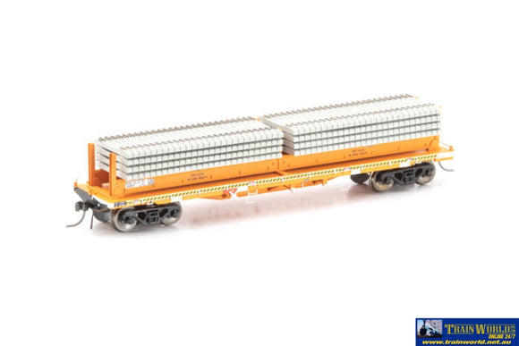 Aus-Nmw04 Auscision Ndxf Sleeper Wagon With Concrete Sleepers Railcorp Orange - 4 Car Pack Ho Scale