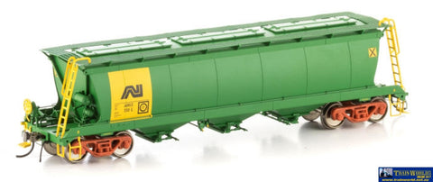 Aus-Sgh12 Ahgx-Type Grain-Hopper Green/yellow With An Logo & Red Bogies (4-Pack) #ahgx-110L;