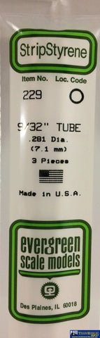 Eve-229 Evergreen Polystyrene (Tube) Opaque White 7.10Mm-(O.d) X 350Mm (3-Pack) Scratchbuild
