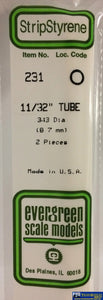 Eve-231 Evergreen Polystyrene (Tube) Opaque White 8.70Mm-(O.d) X 350Mm (2-Pack) Scratchbuild