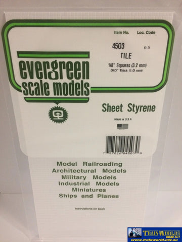 Eve-4503 Evergreen Polystyrene (Tile-Sheet) Opaque White 3.20Mm-Squares 1.00Mm-Thick X 152Mm 305Mm