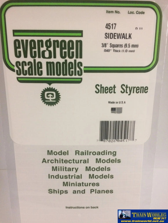 Eve-4517 Evergreen Polystyrene (Sidewalk-Sheet) Opaque White 9.50Mm-Squares 1.00Mm-Thick X 152Mm