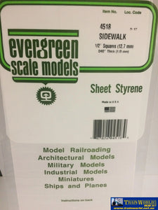 Eve-4518 Evergreen Polystyrene (Sidewalk-Sheet) Opaque White 12.70Mm-Squares 1.00Mm-Thick X 152Mm