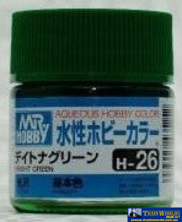 Gsi-H026 Gsi Creos Mr.hobby Aqueous Acrylic (Water) Paint Gloss H026 Bright-Green 10Ml Glueandpaint