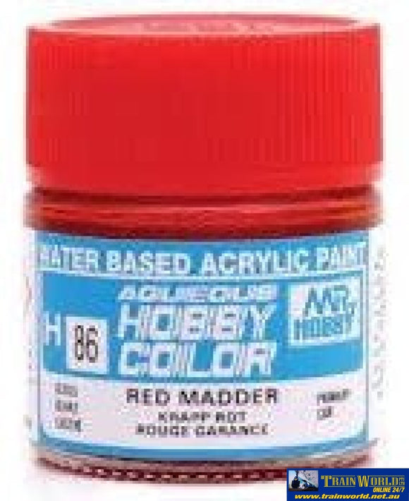 Gsi-H086 Gsi Creos Mr.hobby Aqueous Acrylic (Water) Paint Gloss H086 Red-Madder 10Ml Glueandpaint