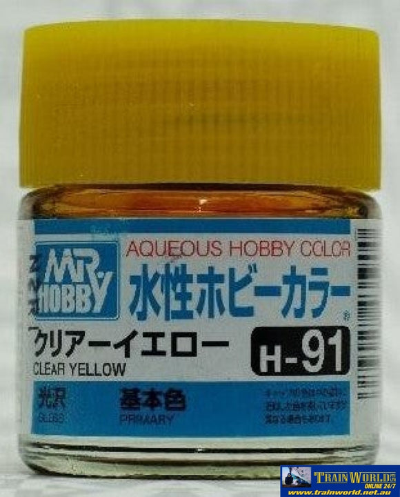 Gsi-H091 Gsi Creos Mr.hobby Aqueous Acrylic (Water) Paint Gloss H091 Clear-Yellow 10Ml Glueandpaint