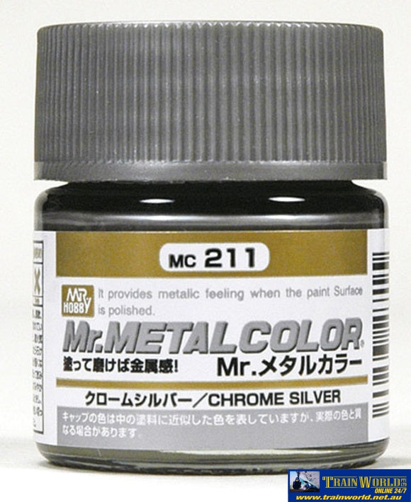 Gsi-Mc211 Gsi Creos Mr.metal Color Lacquer (Solvent) Paint Gloss Mc211 Metallic-Chrome Silver 10Ml