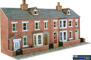 Met-Po274 Metcalfe (Card Kit) Low-Relief Terraced House-Fronts (Red-Brick) Oo Scale Structures