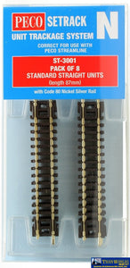 Pst-3001 Peco Setrack N Gauge Code-80 Track Pack Standard-Straights (Pst-1 X8) Track/accessories