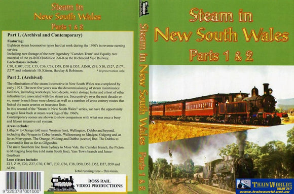 Rrv-Snsw12 Ross Rail Video Productions Dvd Steam In Nsw Parts 1 & 2 Cdanddvd