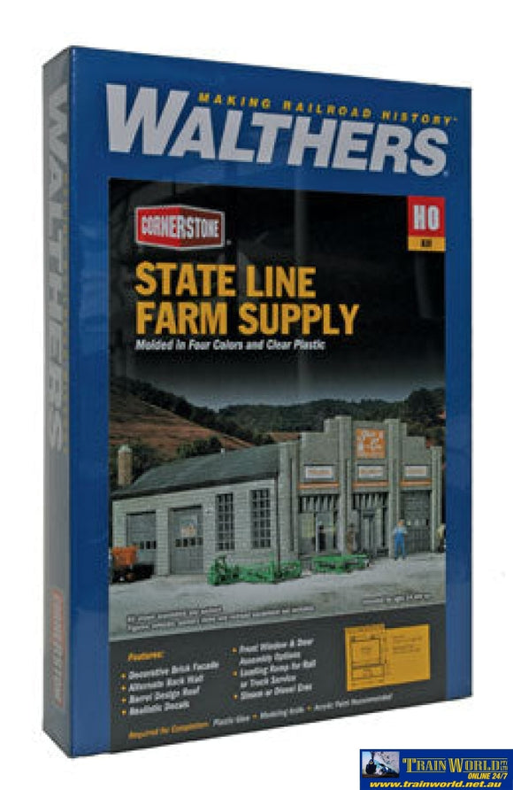Wal-2912 Walthers Cornerstone Kit State Line Farm Supply Ho Scale Structures