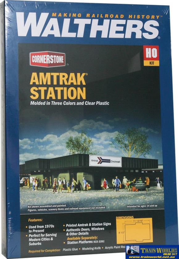 Wal-3038 Walthers Cornerstone Kit Amtrak Station Ho Scale Structures