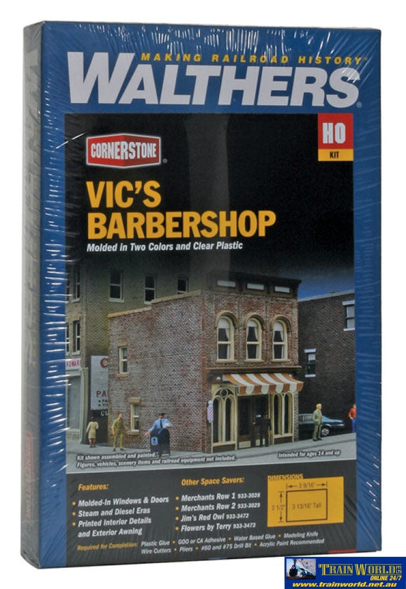 Wal-3471 Walthers Cornerstone Kit Vics Barber Shop Ho Scale Structures