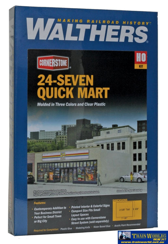 Wal-3477 Walthers Cornerstone Kit 24-Seven Quick Mart Ho Scale Structures