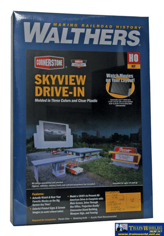 Wal-3478 Walthers Cornerstone Kit Skyview Drive-In Theater Ho Scale Structures