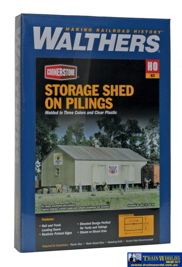 Wal-3529 Walthers Cornerstone Kit Storage Shed On Pilings Ho Scale Structures