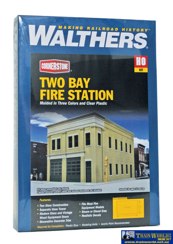 Wal-4022 Walthers Cornerstone Kit Two-Bay Fire Station Ho Scale Structures