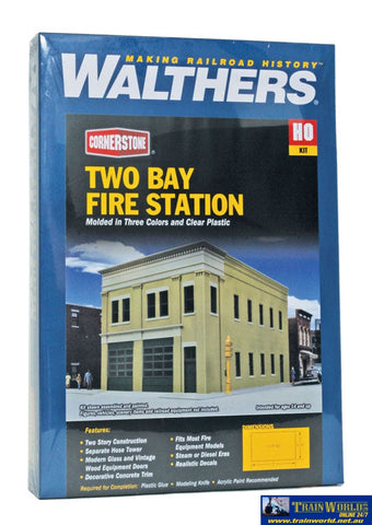 Wal-4022 Walthers Cornerstone Kit Two-Bay Fire Station Ho Scale Structures