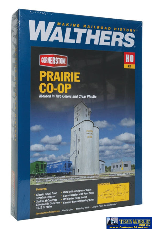 Wal-4047 Walthers Cornerstone Kit Prairie Co-Op Elevator Ho Scale Structures