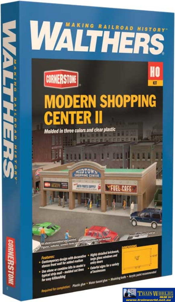 Wal-4116 Walthers Cornerstone Kit Modern Shopping Center Ii Ho Scale Structures