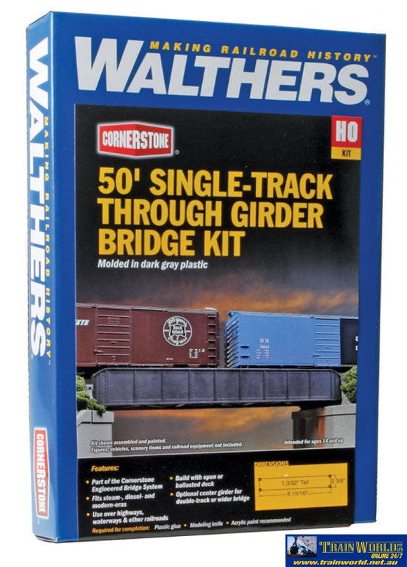 Wal-4501 Walthers Cornerstone Kit 50 Single-Track Railroad Through Girder Bridge Ho Scale Structures
