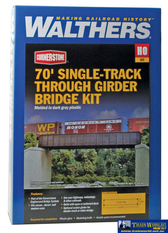 Wal-4502 Walthers Cornerstone Kit 70 Single-Track Railroad Through Girder Bridge Ho Scale Structures