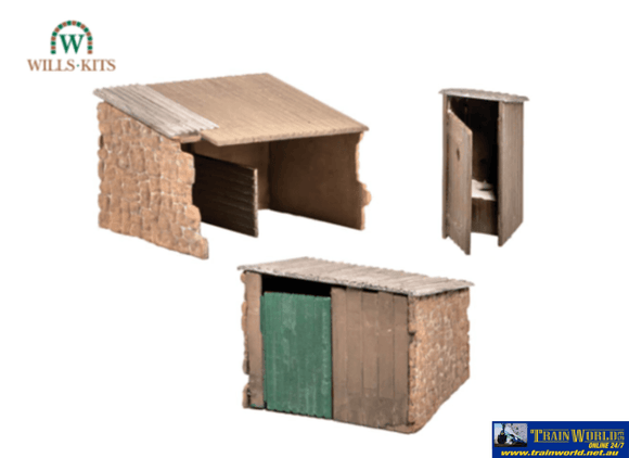 Wil-Ss19 Wills Kits Ss19 Grotty Huts & Privy (Footprint: 94Mm X 38Mm) Oo-Scale Structures