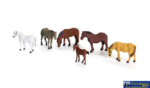 Woo-A2141 Woodland Scenics Farm Horses (6-Pack) N Scale Figure